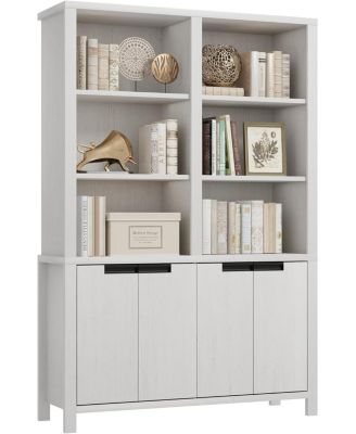 Tall Bookshelf with Double Storage, 6-Tier Large Bookshelf, Double Wide Bookshelves w/ 12 Cubbies, Wide Freestanding Bookcases for Livingroom
