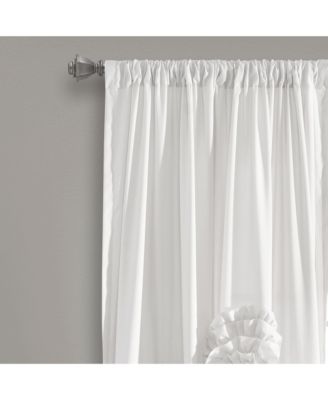 Lush Decor Serena Light Filtering Window Curtain Panel, Single, 54" W x 84" L, White - Drapes - Floral Curtains for Bedroom - Cute Curtains
