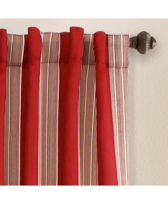 Lush Decor Julia Stripe Light Filtering Window Curtain Panels Pair 52"W x 84"L Red - Striped Curtains for Bedroom - Living Room Curtains