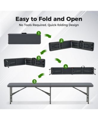 6 ft Plastic Folding Bench with Carry Handle and Lock, Portable Seating