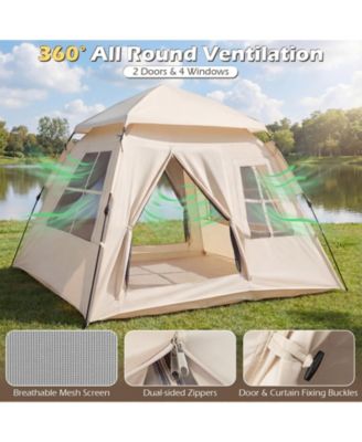 4-Person Automatic Camping Tent with Rainfly and 2 Doors, Easy Setup Portable