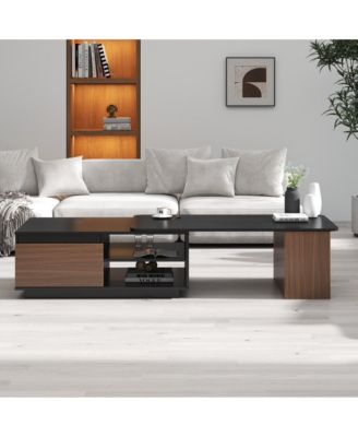 Extendable Coffee Table with Adjustable Length and Storage Drawers