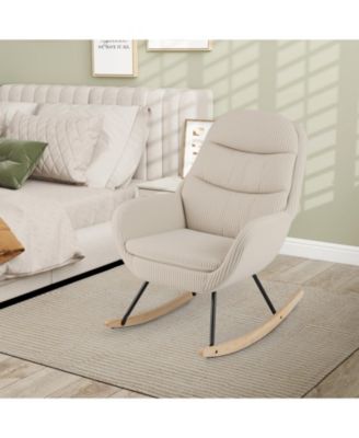 Nursery Glider Rocker Chair with Upholstered Seat and Backrest
