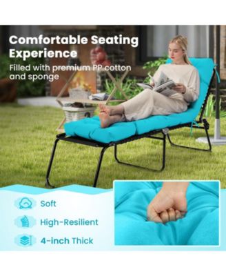 Outdoor Chaise Lounge Cushion with Ties for Poolside