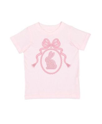 Baby Girls Bunny Locket Pearl Patch Easter Short Sleeve T-Shirt