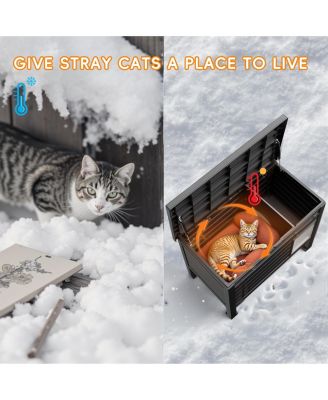 Indoor Outdoor Cat House Weatherproof Elevated Feet Warm for Multi-Pet