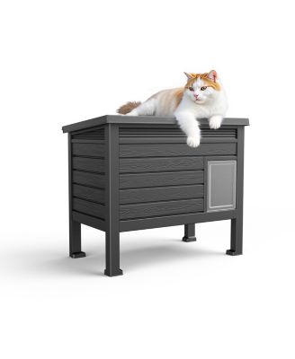 Indoor Outdoor Cat House Weatherproof Elevated Feet Warm for Multi-Pet