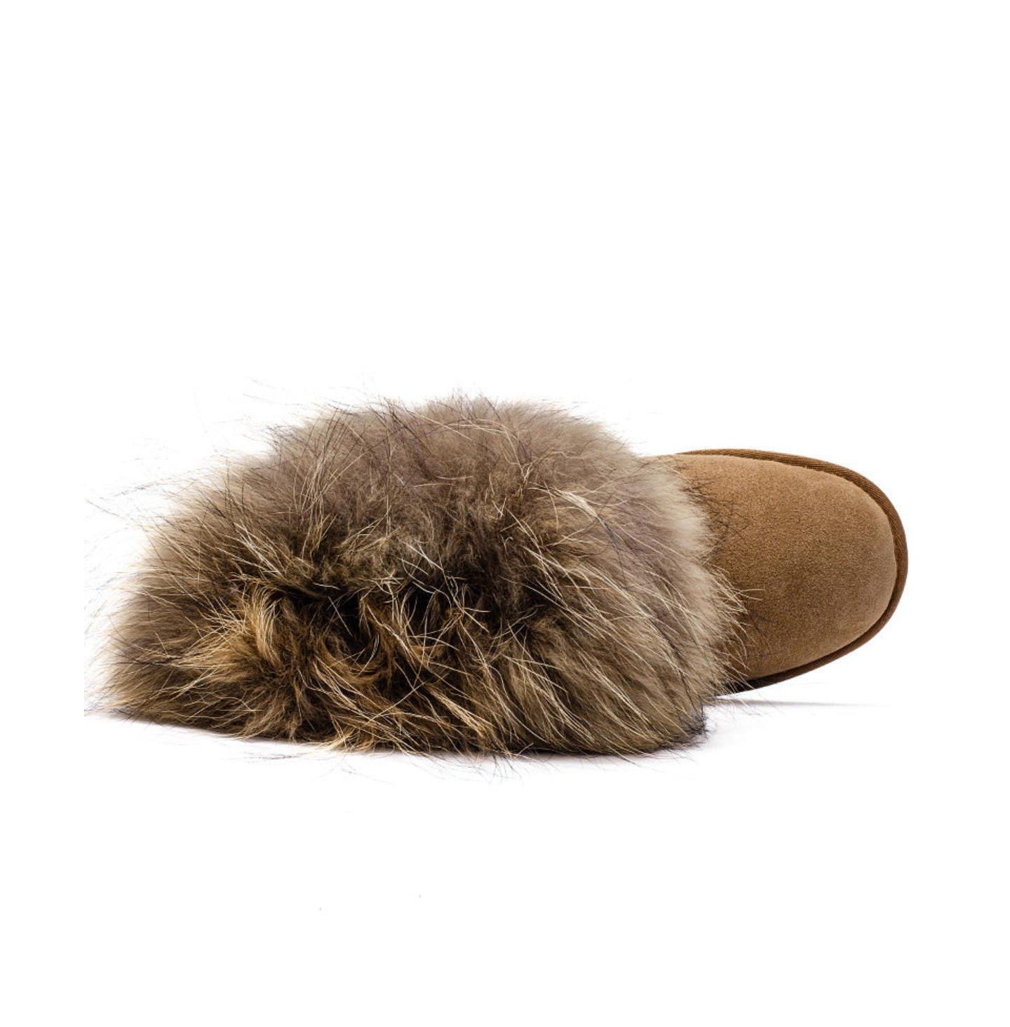 Женские ботинки PAZSTOR Shearling and Raccoon Hair Boots CY2469, цвет: Каштановый — фото 8