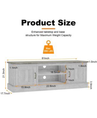 Farmhouse Rustic Wood TV Stand for 65 Inch TVs, Entertainment Center with Storage Cabinets Modern Console