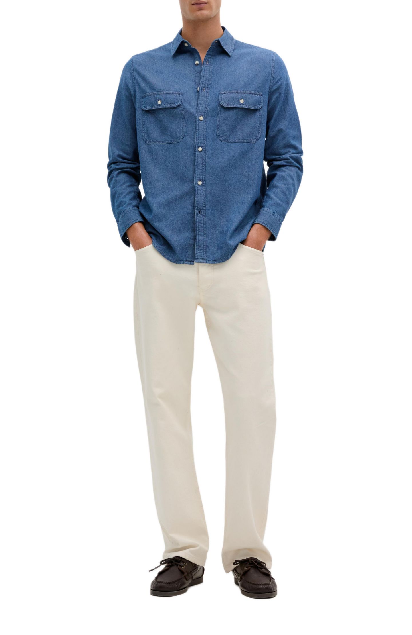 Мужская рубашка Scalpers Coastal Denim Pockets, цвет: Синий джинсовый — фото 2