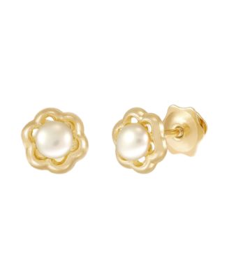 Children's Cultured Freshwater Pearl (3 mm) Stud Earrings in 14k Yellow Gold