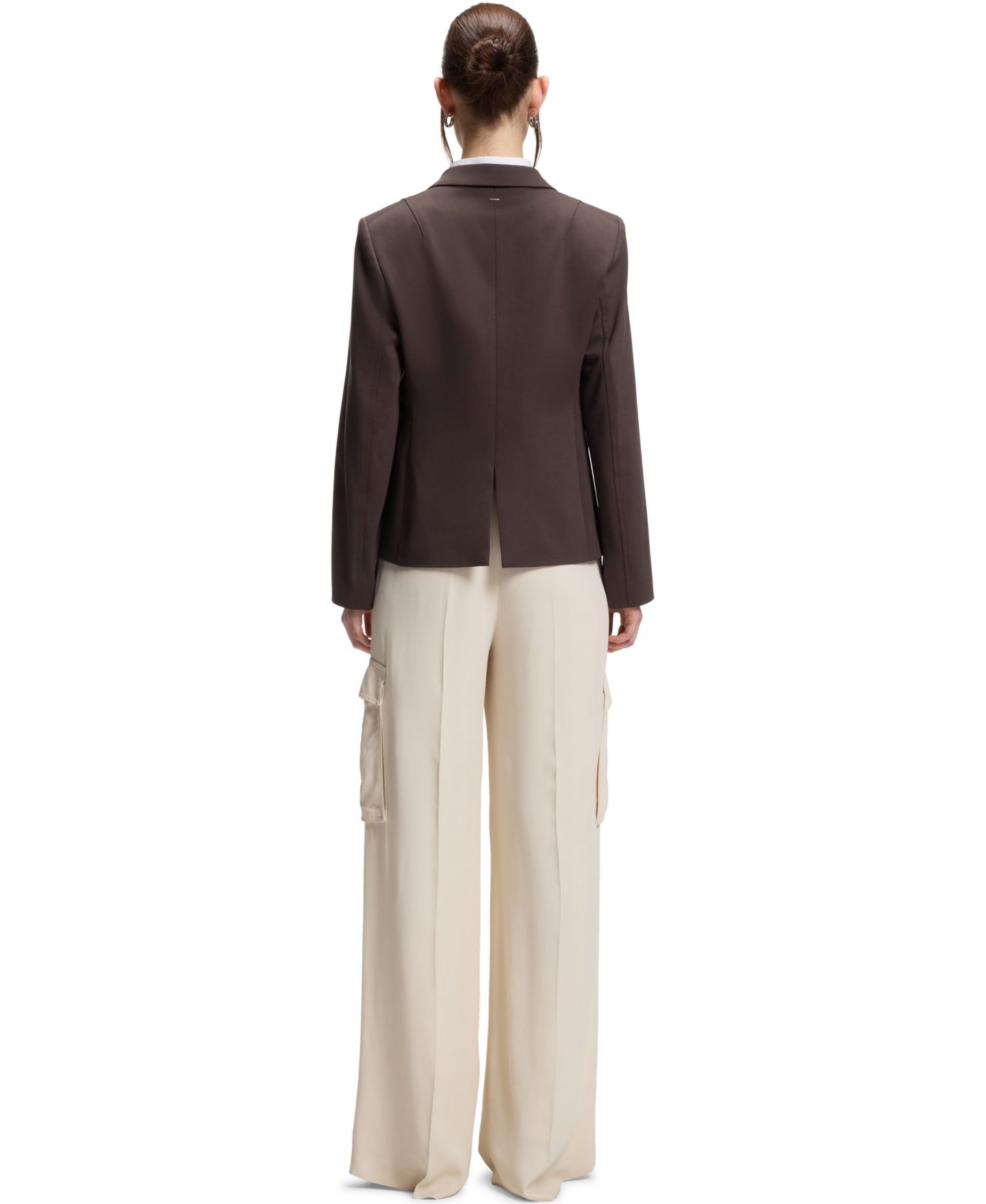 Женский пиджак Hugo Boss BOSS by Angled Darts Slim-Fit Blazer, цвет: Тёмный коричневый — фото 2