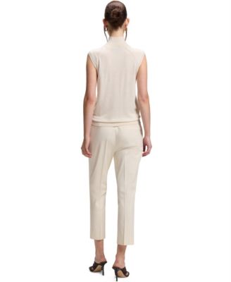 BOSS by Women's Merino Wool Sleeveless Mock Neck Top