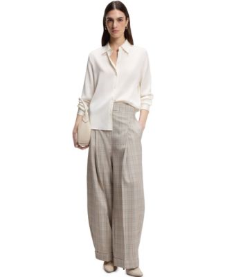 BOSS by Women's Stretch-Silk Satin Regular-Fit Blouse