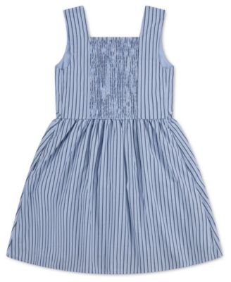 Girls' Faux Button Square Neck Mini Dress