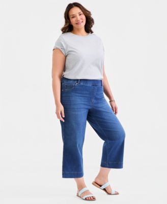 Plus Size Wide-Leg Cropped Jeans