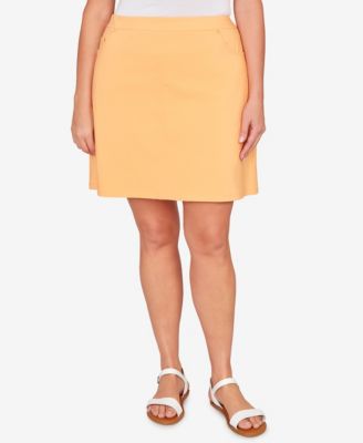 Plus Size Solid Tech Stretch Pull On Skirt