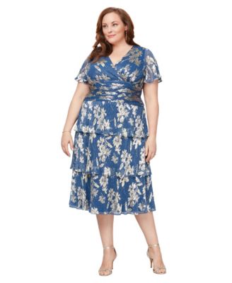 Plus Size V-Neck Ruched Waist Midi Dress