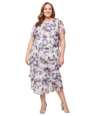 Plus Size Embellished Tiered Midi Dress
