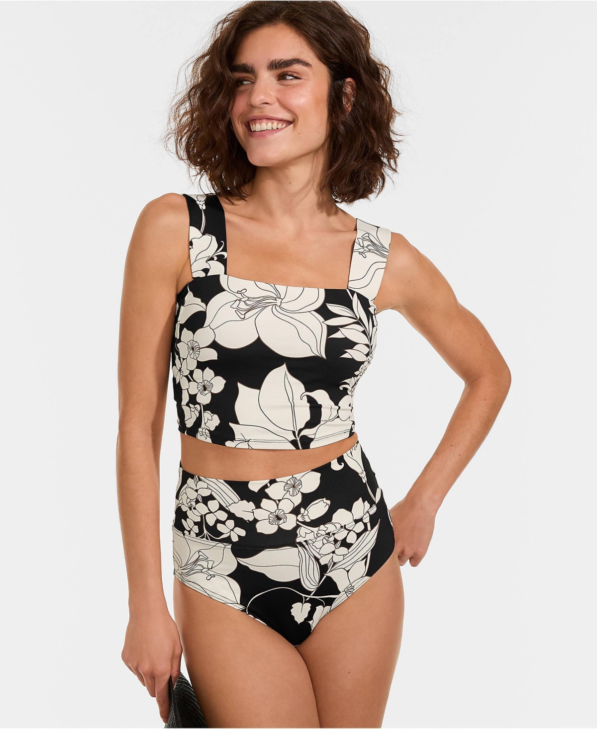 Lands' End Women's Square Neck Midkini Top 16.75"