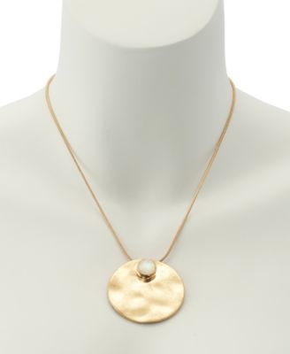 Mother of Pearl Turquoise Disc Pendant Necklace