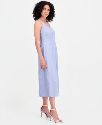 halterneck linen midi dress Ashby Linen Halter Midi Dress-Green Large main image 1
