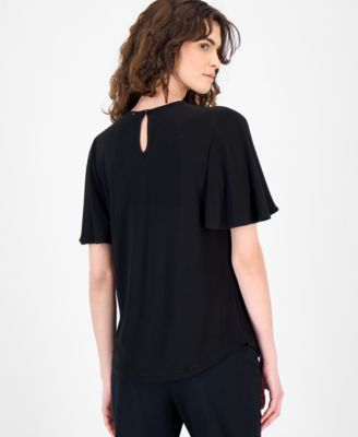 Women's Pleated Bell-Sleeve Top