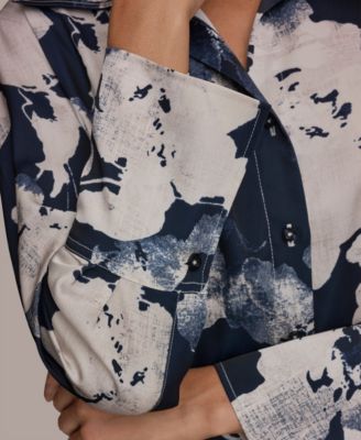 Petite Collared Neck Long Sleeves Shirt