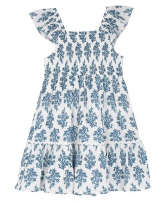 Girls' 2T-6X Printed Square Neck Dress