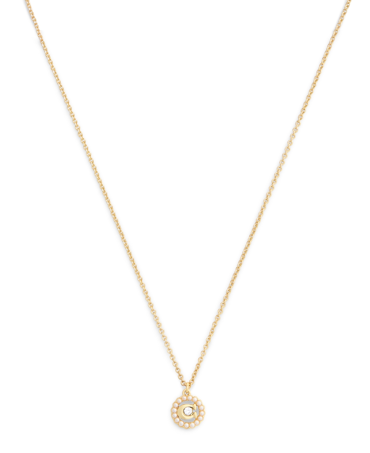 Coach Faux Stone Signature C Mother of Pearl Pendant Necklace