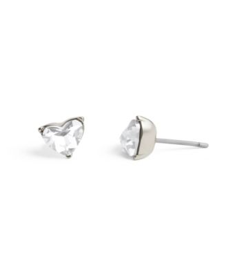 Faux Stone Halo Heart Stud Earrings