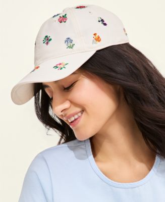 New Women’s Brown Cap with Patch & Flower Decorated by Blueberry Kate Ditsy Dahlia Embroidered Baseball Cap | Rifle Paper Co main image 3