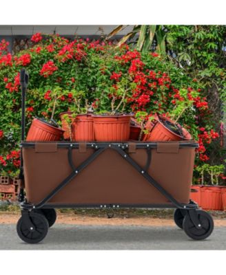Collapsible Folding Wagon Cart with Adjustable Handlebar