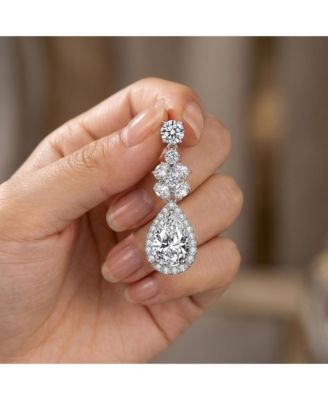 Dazzling White Gold Plated Clear Cubic Zirconia Drop Earrings