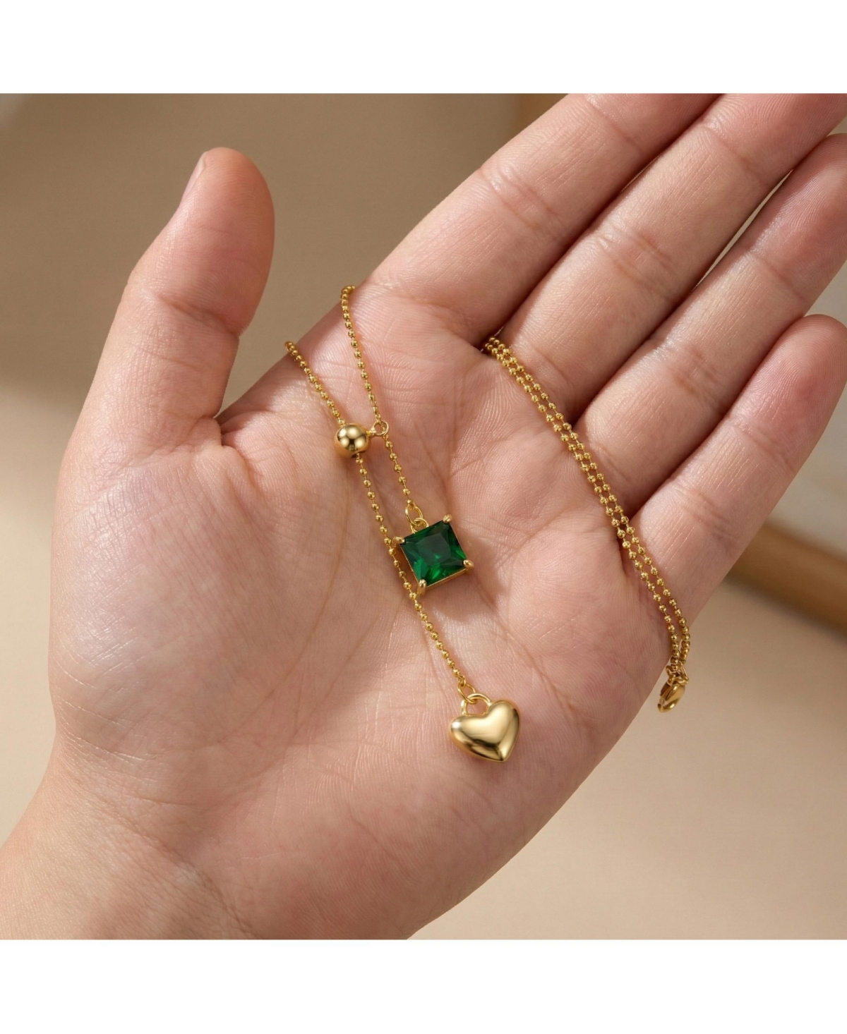 Rachel Glauber 14K Gold Plated Golden Heart Y-Shape Elegance Necklace