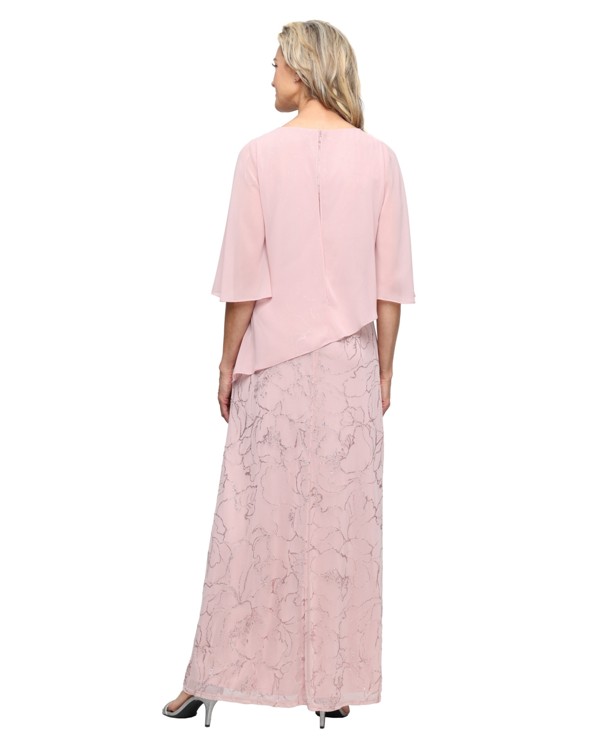 Sl Fashions Women's Long Glitter Mesh Dress