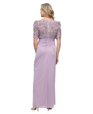 Women's Embellished Puff-Sleeve A-Line Dress