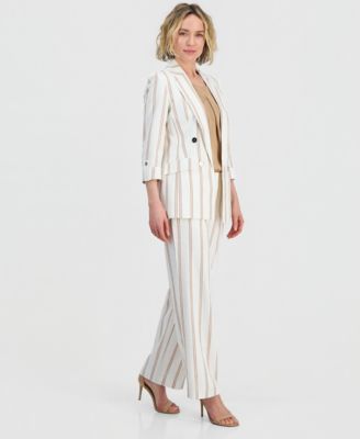 Petite Striped Clean-Waist Pants