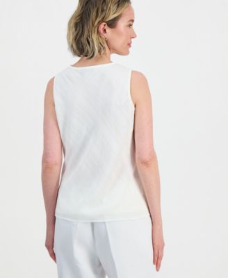 Women's Ruffle-Front Sleeveless Top