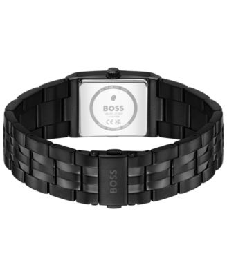 Men's Strivo Quartz Ionic Plated Black Steel Watch, 25.6mm