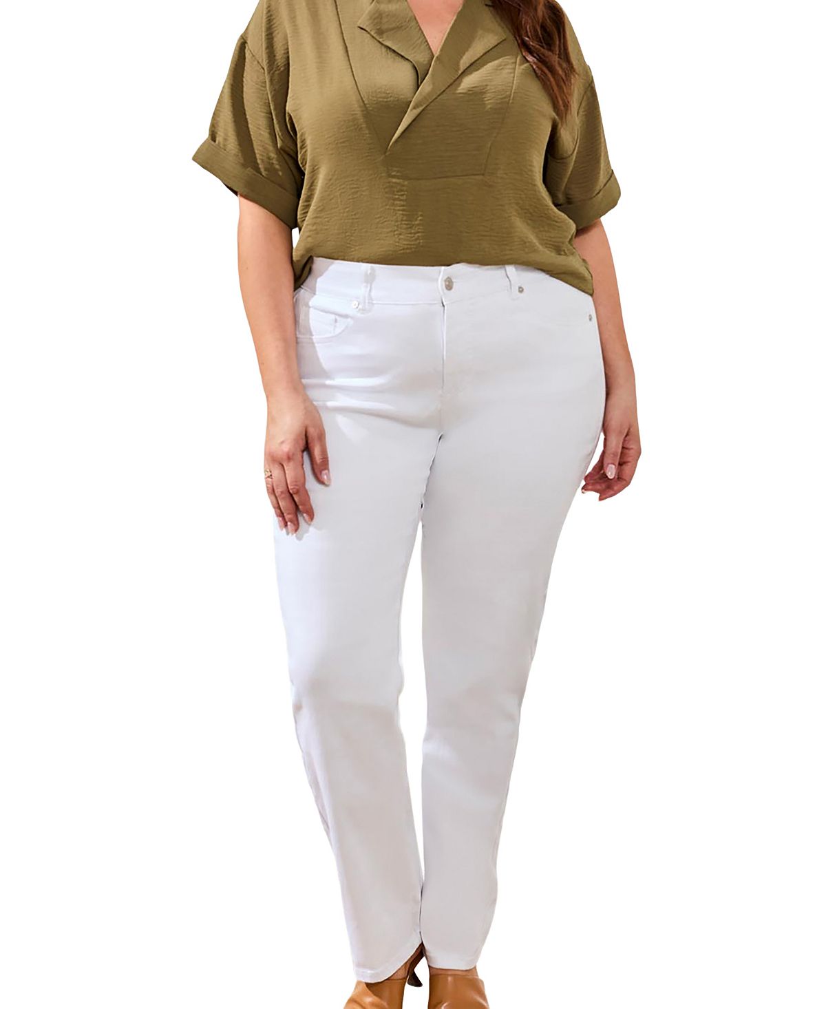 TRIBAL Plus Size Sophia Curvy Straight Leg Jeans view 1 — MAYCSS fashion products