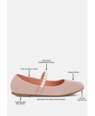 Womens Corphee Pearl Strapped Glitter Ballerinas