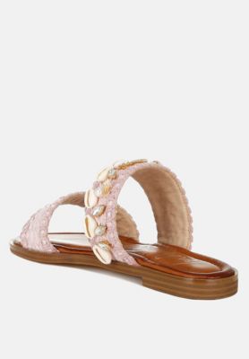Womens Shellfish Raffia Slip On s Sandals