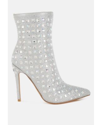 Womens Frostin Pointed Toe Rhinestones Stiletto Boots