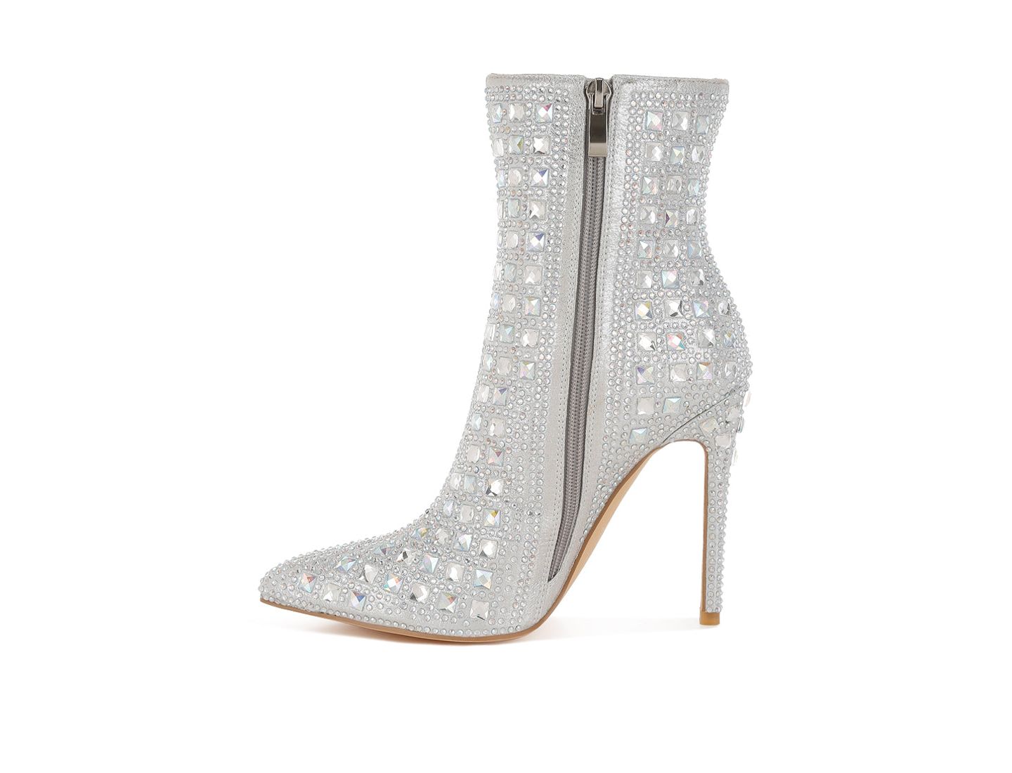 Женские ботинки London Rag Frostin Pointed Toe Rhinestones Stiletto, цвет: Серебряный — фото 7