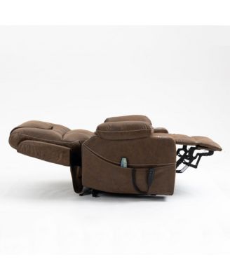 Leather Recliner Chair with 2 Cup Holder, Lounge Chair Power Lift Chair Relax Sofa Chair