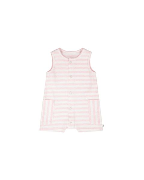 Комбинезон Deux par Deux Cotton Striped Romper White and Pink Stripes для мальчиков-малышей, цвет: Белый / Розовый
