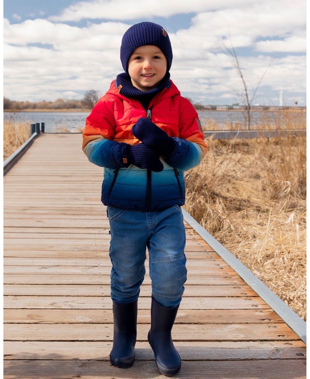 Deux par Kids Unisex Ribbed Knit Mittens