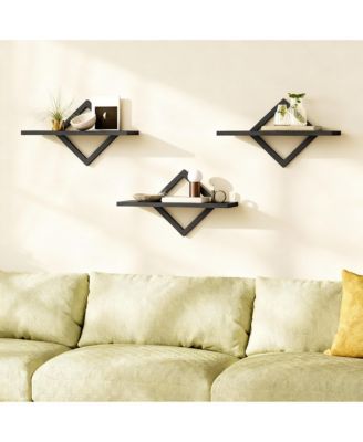 Wall Shelves Set of 3, Diamond Frame, Industrial Style,Multi-Use, Easy Assembly