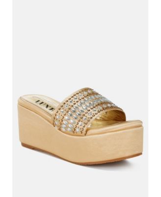 Womens Batanga Diamante & Rhinestone Detail Stylish  Flatforms